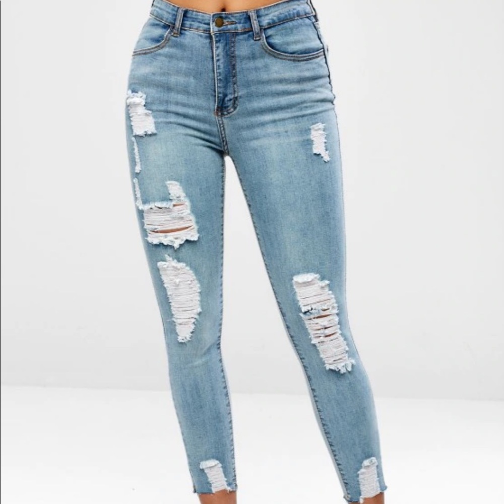 ZAFUL Ripped Raw Hem Jeans - Picture 7 of 9